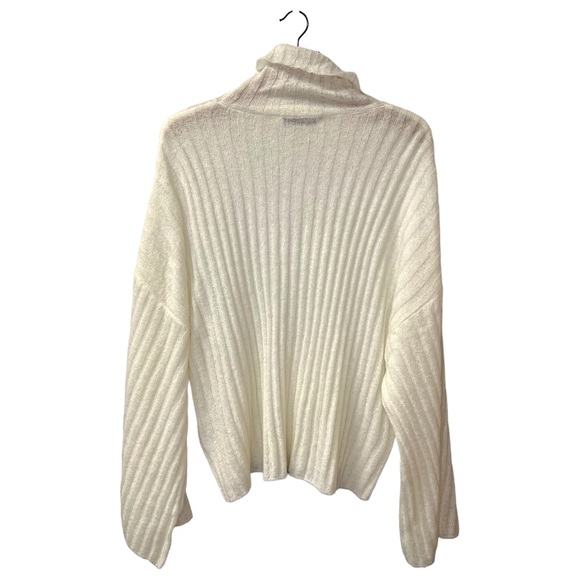 NWT Zara Lightweight Ribbed Knit Wide Oversized Wool Alpaca Turtleneck Sweater L - Picture 5 of 12